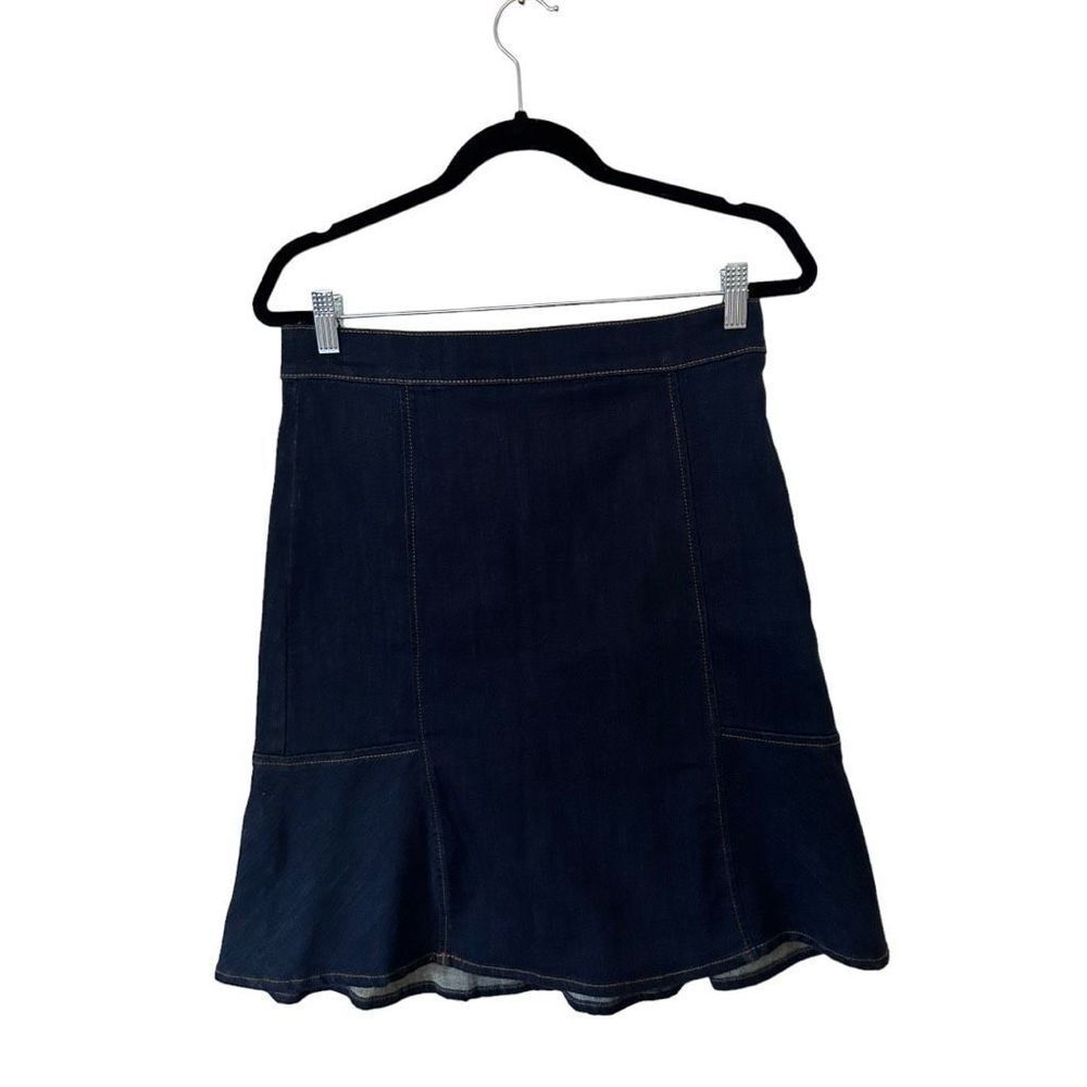 Ann Taylor Back Zipper Closure Dark Wash Denim A-Line Skirt Blue Size 4 Classic